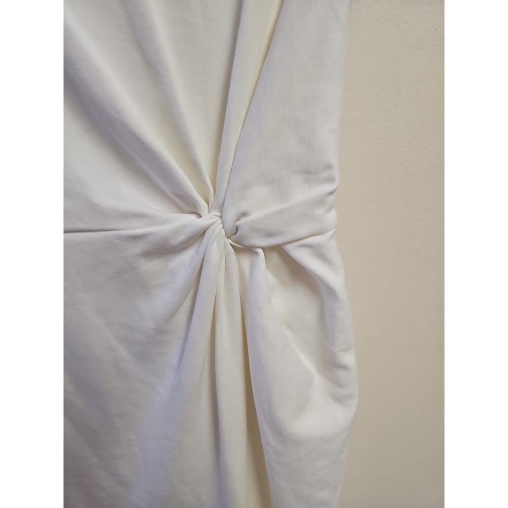 Express Women's Ivory Fitted Twisted Knot Dress Zip Up Back Knee Length Size PS - Picture 3 of 7